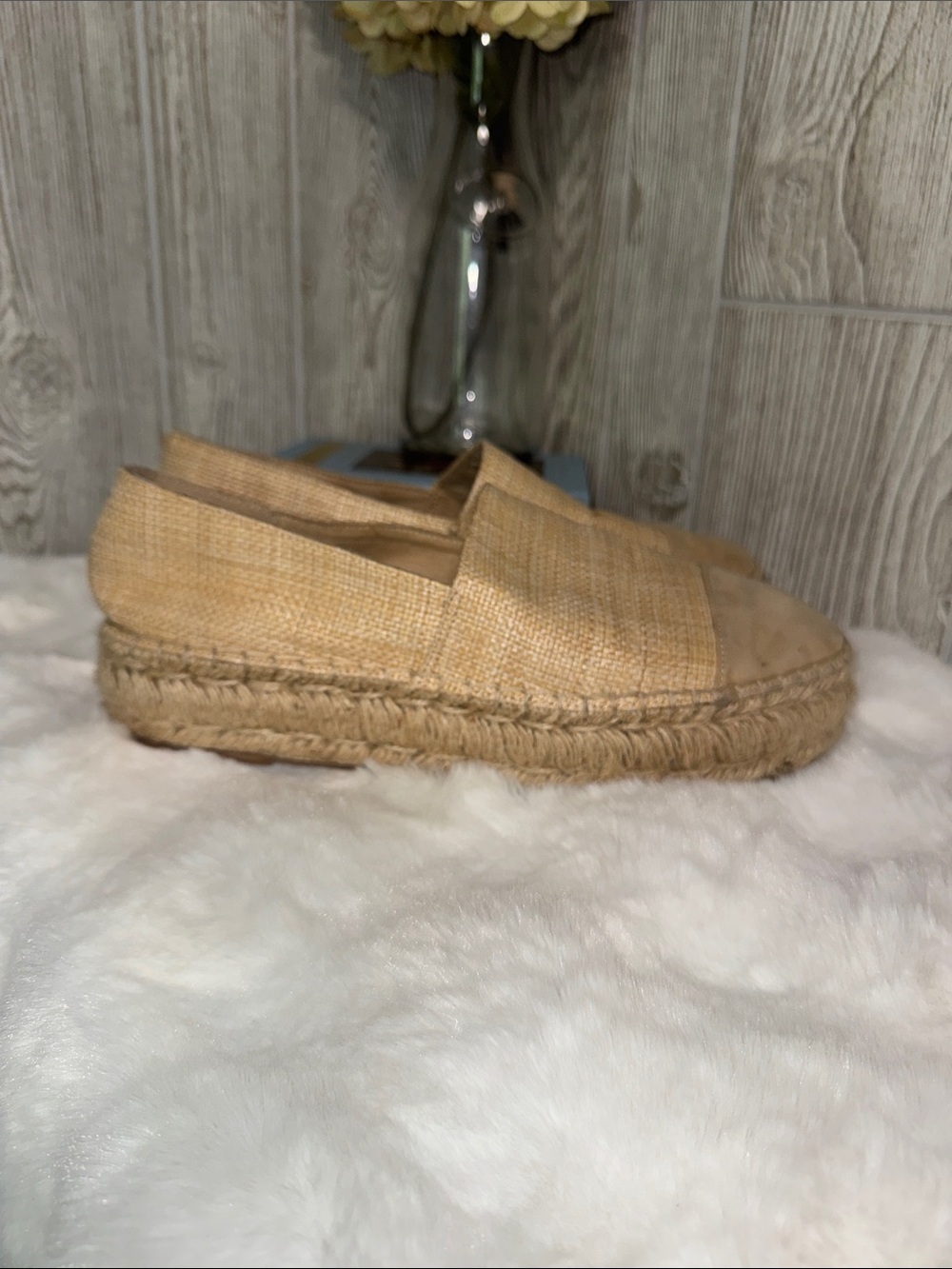 Steve Madden Tan Raffia Slip-On Espadrilles